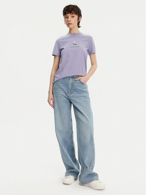 Calvin Klein Jeans Calvin Klein Jeans Marškinėliai Shadow Graphic J20J225545 Violetinė Regular Fit