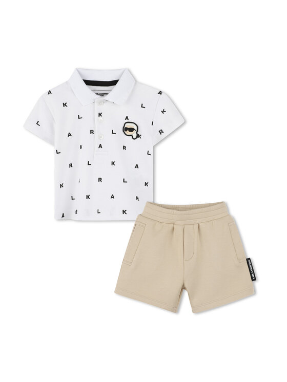 Karl Lagerfeld Kids Karl Lagerfeld Kids Sada polo tričko a kalhoty Z30501 M Béžová Regular Fit