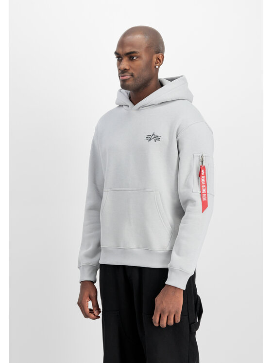 Alpha Industries Alpha Industries Bluza Signature Backprint Hoodie Szary Regular Fit