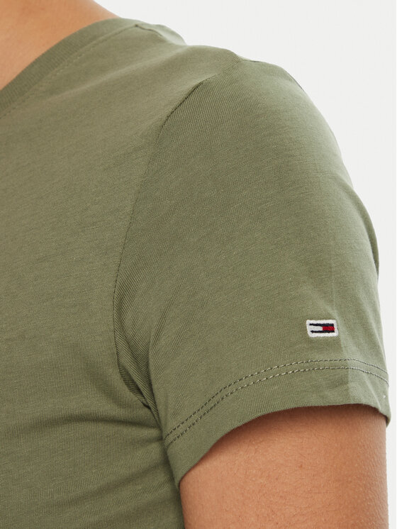 Tommy Jeans Tommy Jeans Tričko Essential DW0DW19447 Zelená Slim Fit