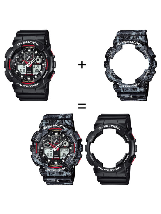 Casio Casio Zegarek SET GA-100-1A4ER + BEZEL 10520052 + PASEK 10520049 Czarny