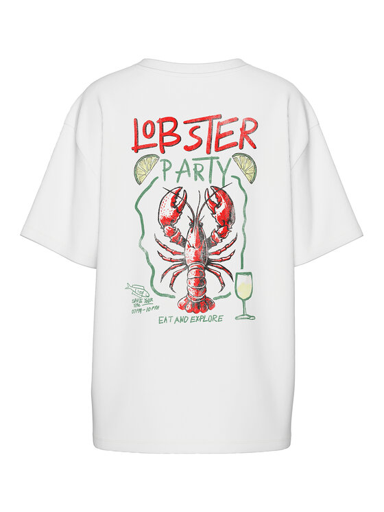 Pieces Pieces Тишърт Tobster 17160811 Бял Oversize