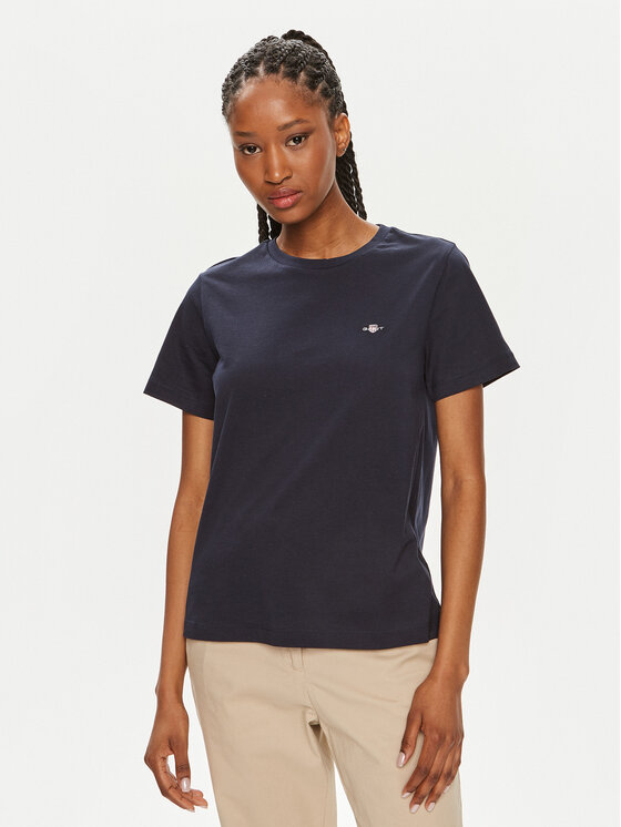 Gant Tričko Shield 4200200 Tmavomodrá Regular Fit