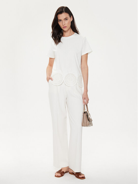 Sisley Sisley T-krekls 3F1QL105I Écru Regular Fit