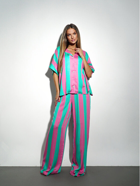 LilaLou LilaLou Piżama Gaby Zielony Regular Fit