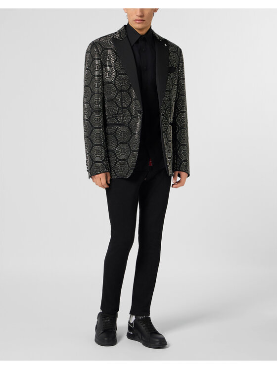 PHILIPP PLEIN PHILIPP PLEIN Marynarka 30568 Czarny Fitted Fit
