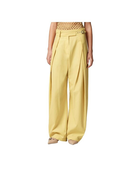 PINKO PINKO Spodnie damskie Ricordi pantalone cotone Żółty Flared Fit