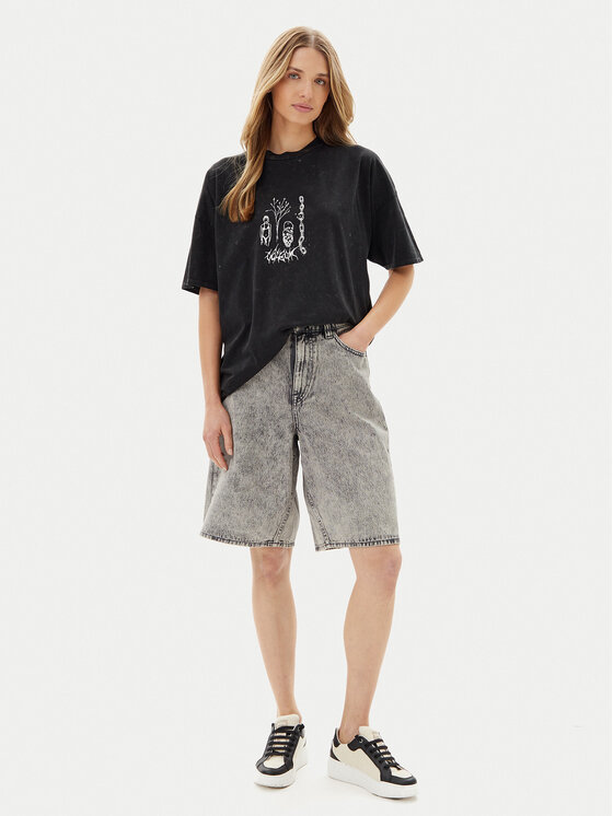 Volcom Volcom Džínsové šortky Beeggy B2012504 Sivá Baggy Fit