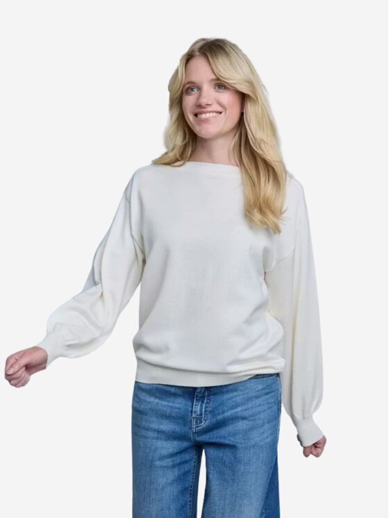 ICHI ICHI Maglione IHLULS BOAT NECK LS Bianco Loose Fit