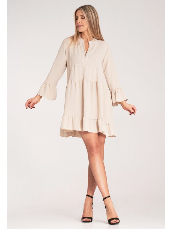 FIGL FIGL Vestito da giorno M1136 Beige A-Line Fit