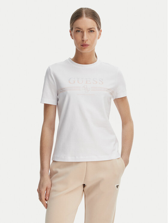 Guess Tricou V6GI07 K2968 Alb Regular Fit