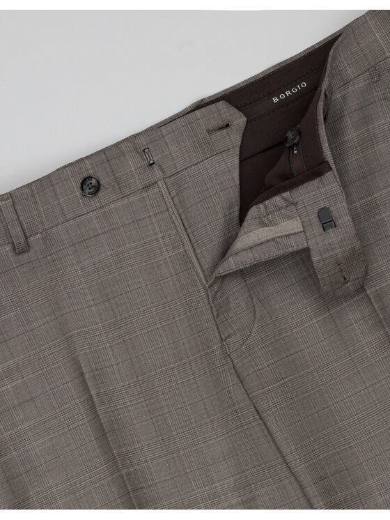 Borgio Borgio Spodnie garniturowe Malgrate_br Brązowy Slim Fit
