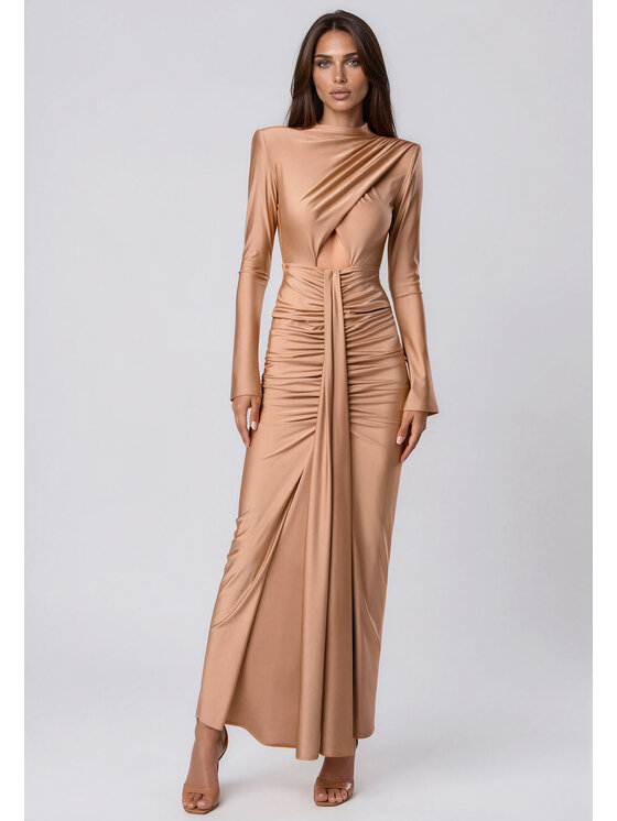 sax35th sax35th Sukienka wieczorowa AGATHE Beżowy Slim Fit