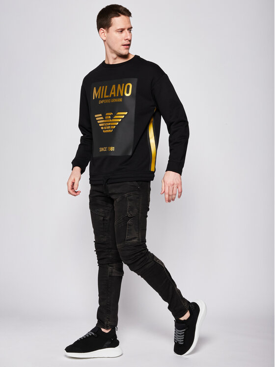 Emporio Armani Sweatshirt Milano Maxi Logo 3H1M72 1JPHZ 0002 Noir Regular  Fit • 