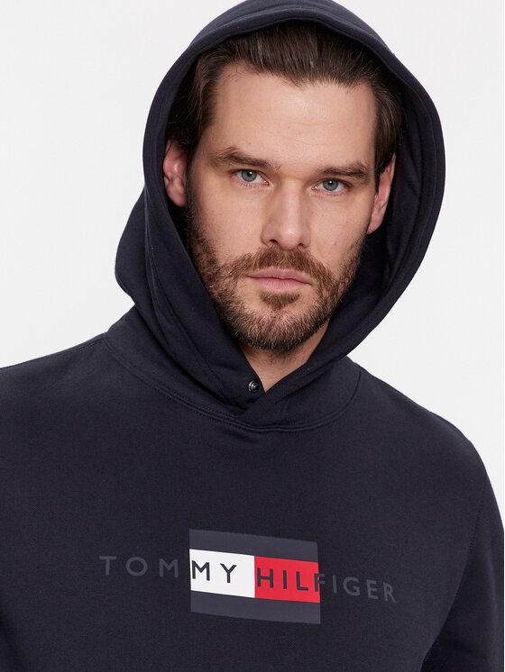 Tommy Hilfiger Tommy Hilfiger Džemperis ar kapuci Flag Hoody MW0MW37861 Tumši zils Regular Fit
