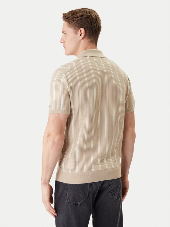 Tommy Hilfiger Tommy Hilfiger Polo Vertical MW0MW41949 Beżowy Regular Fit
