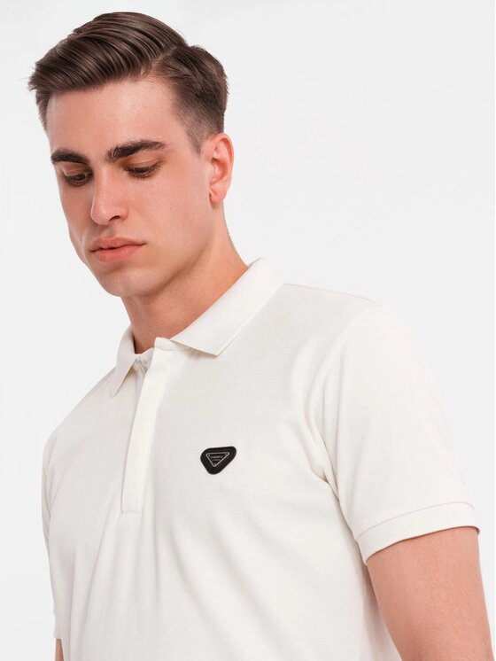 Ombre Ombre Polo OM-POSS-0148 Biały Regular Fit