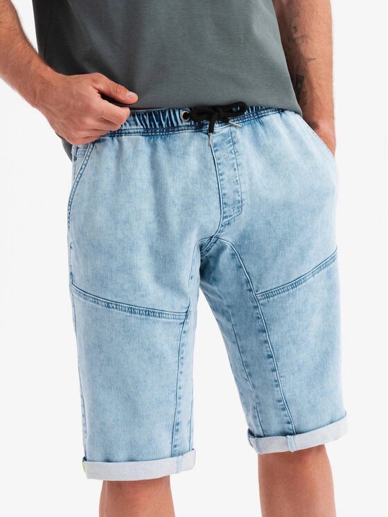 Ombre Ombre Szorty jeansowe OM-SRDS-0135 Niebieski Regular Fit