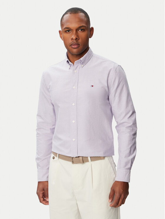 Tommy Hilfiger Cămașă Solid Heritage MW0MW35774 Mov deschis Regular Fit