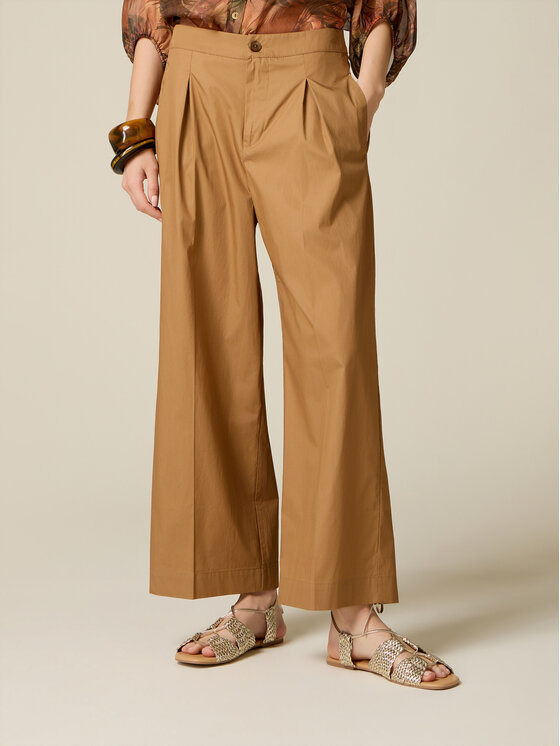 Oltre Oltre Spodnie materiałowe P023R008886N022 Kremowy Baggy Fit
