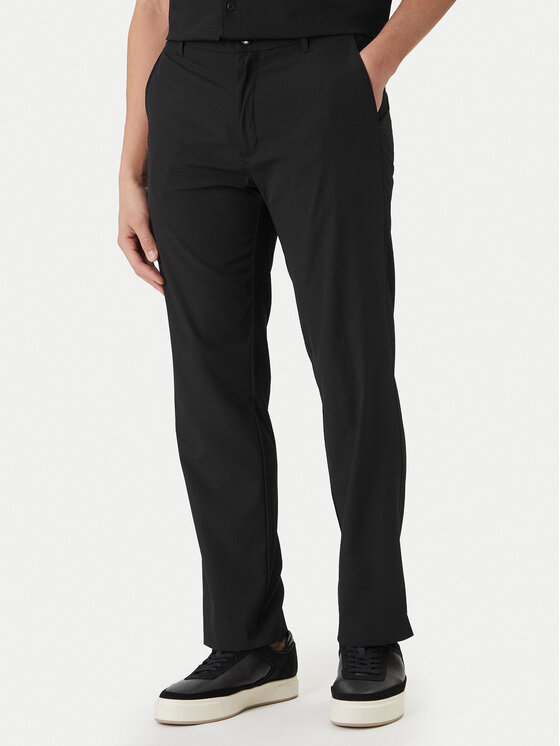 Calvin Klein Pantaloni din material LV04LF609G Negru Straight Fit
