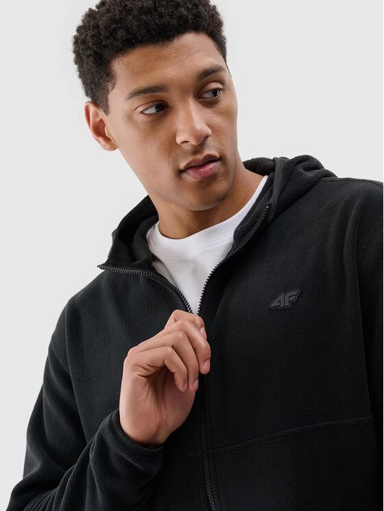 4F 4F Fleecová mikina 4FWMM00TFLEM317-20S Čierna Regular Fit