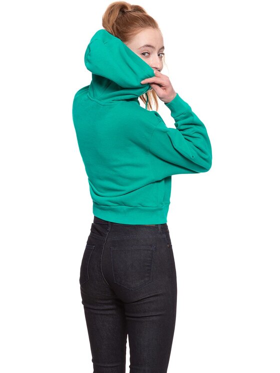 Wrangler Wrangler Felpa CROP HOODIE Verde Regular Fit