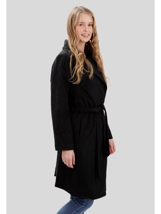 Perso Perso Kabát klasyczny wiązany Černá Regular Fit