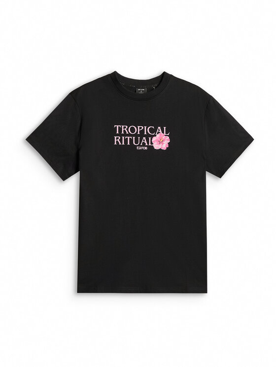 4F 4F T-Shirt FOB SUMMER Czarny Loose Fit