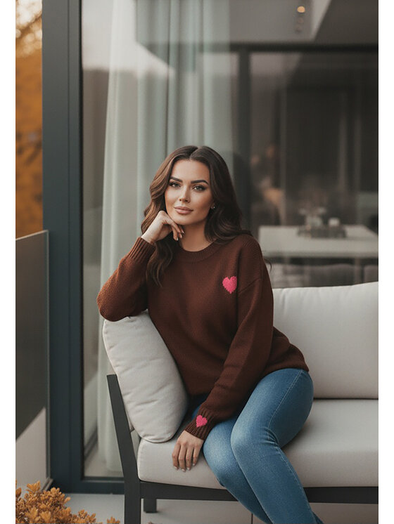 FIGL FIGL Svetr M1240 Hnědá Regular Fit