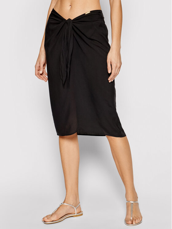 Calvin Klein Swimwear Calvin Klein Swimwear Fustă midi KW0KW01353 Negru Regular Fit