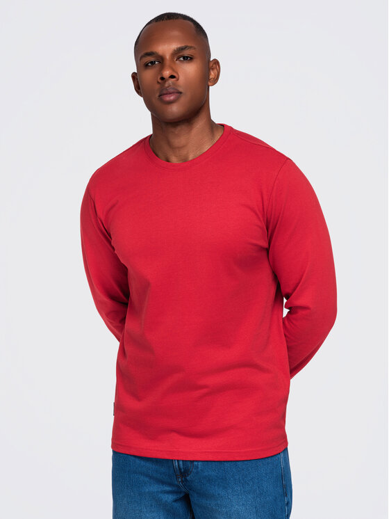 Ombre Ombre Longsleeve OM-LSBL-0142 Czerwony Regular Fit