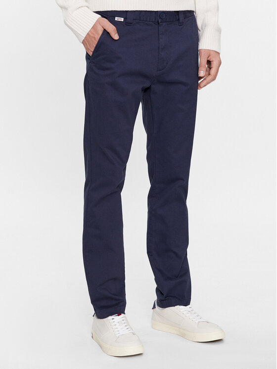 Tommy Jeans Chino hlače DM0DM16758 Mornarsko modra Slim Fit