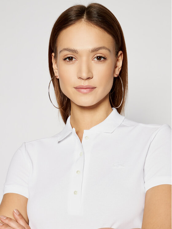 Lacoste Lacoste Haljina za svaki dan EF5473 Bijela Slim Fit