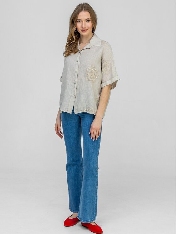 Perso Perso Bluzka CHCE265028F Beżowy Regular Fit