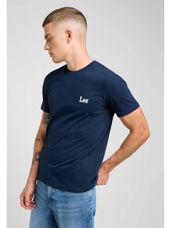 Lee Lee T-Shirt SS SMALL LOGO TEE Granatowy Regular Fit