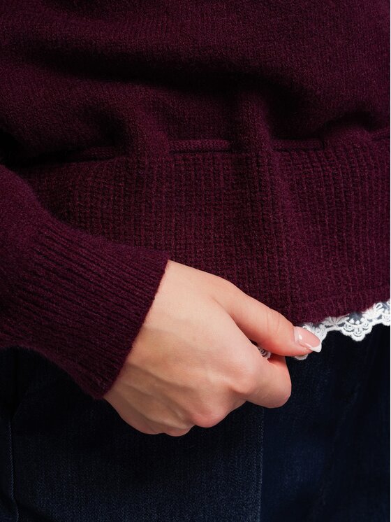Ombre Ombre Sweter OW-SW-E0070 Bordowy Relaxed Fit