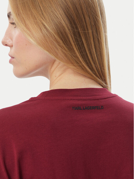KARL LAGERFELD KARL LAGERFELD T-särk Rhinestone B4W17048 Tumepunane Relaxed Fit