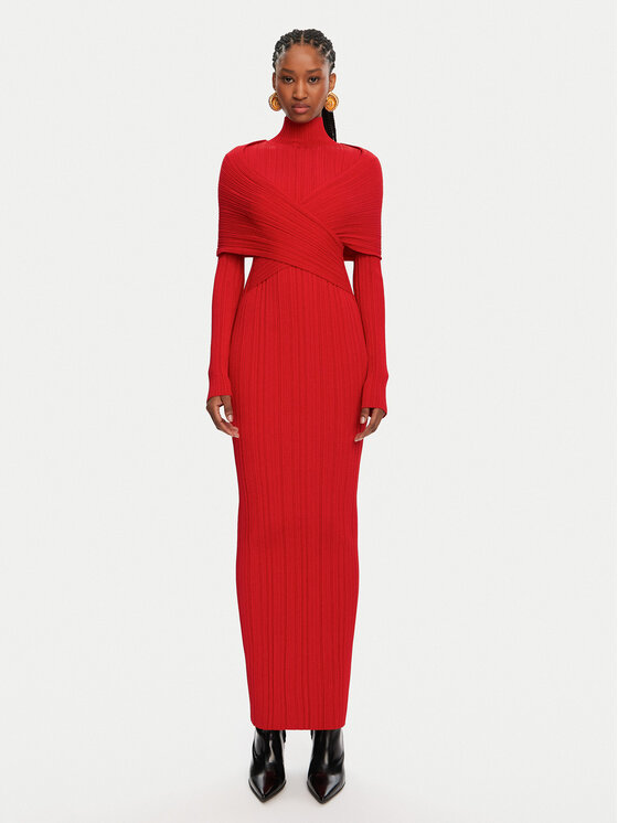 Balmain Balmain Rochie de seară DF0RR835KH70 Roșu Slim Fit