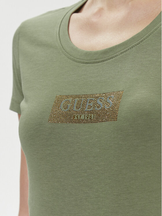 Guess Guess Marškinėliai W4RI33 J1314 Žalia Slim Fit