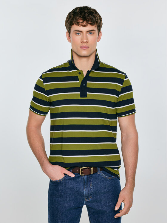BIG STAR BIG STAR Polo SEULIS Zielony Basic Fit