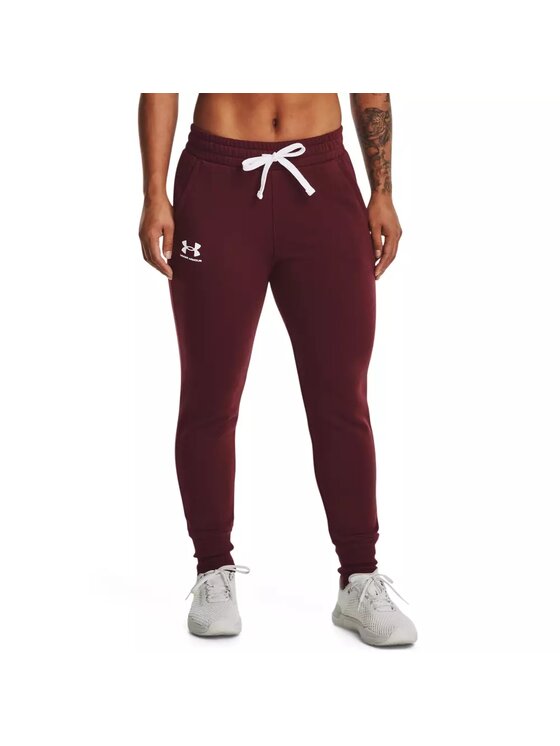 Under Armour Under Armour Legginsy Rival Fleece Joggers Bordowy Regular Fit