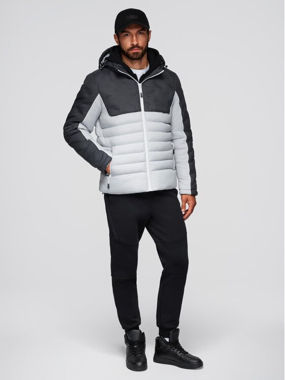 Ombre Ombre Kurtka zimowa OM-JALP-0206 Szary Active Fit