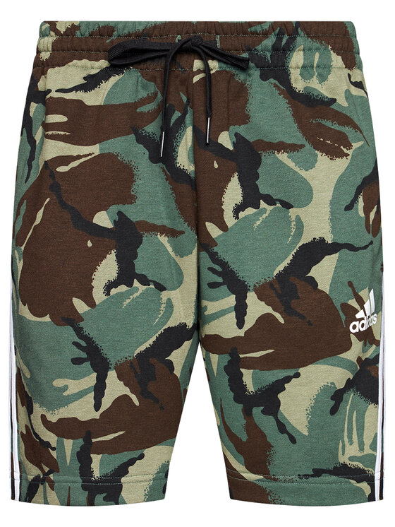 adidas Športové kraťasy Essentials French Terry Camouflage GK9621 Zelená  Regular Fit • Modivo.sk