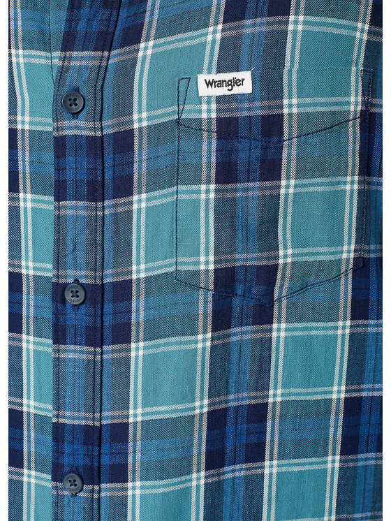 Wrangler Wrangler Koszula LONG SLEEVE ONE POCKET SHIRT Niebieski Regular Fit