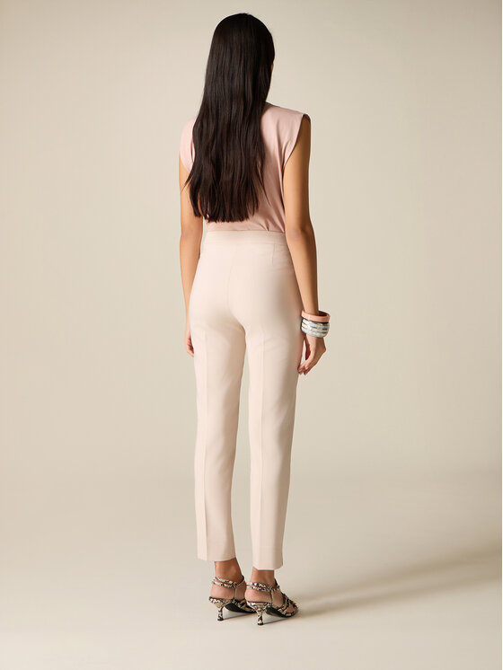 Oltre Oltre Spodnie materiałowe P046R008913N013 Kremowy Regular Fit