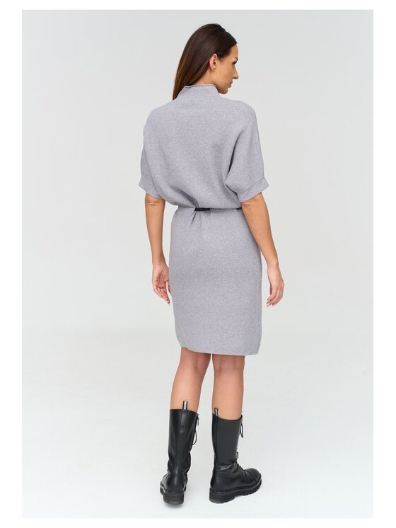 Makadamia Makadamia Sukienka codzienna C81 Szary Loose Fit
