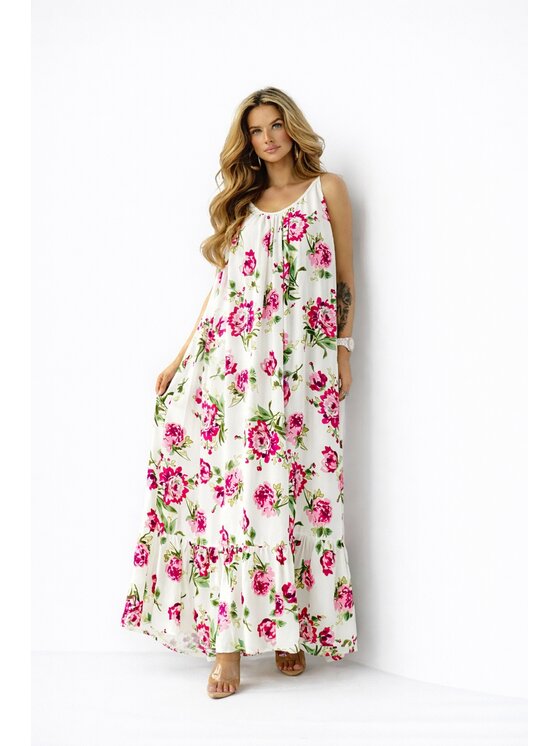 LilaLou LilaLou Sukienka letnia Gypsy Biały Oversize