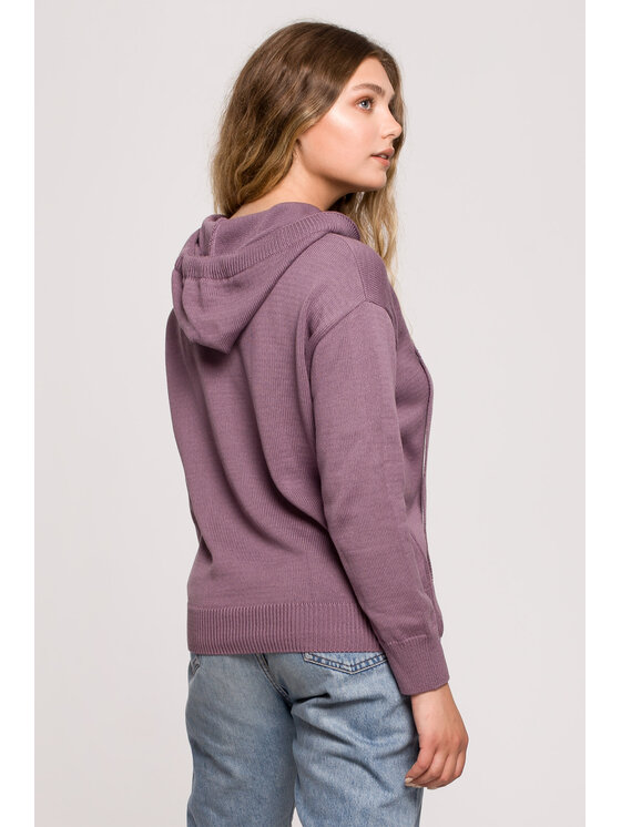 BeWear BeWear Sweter BK073 Fioletowy Modern Fit