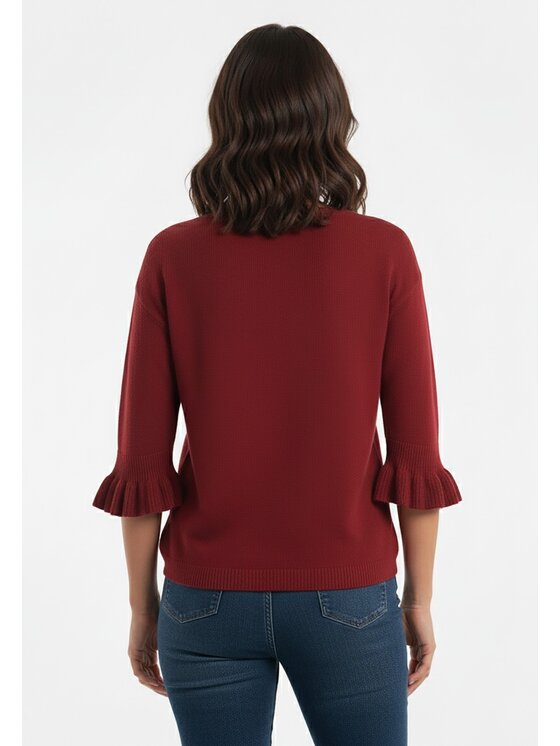 FIGL FIGL Sweter M1257 Bordowy Regular Fit
